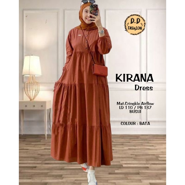 KIRANA GAMIS WANITA MATERIAL CRINGKLE AIRFLOW BAHAN ADEM TERBARU BY DnD