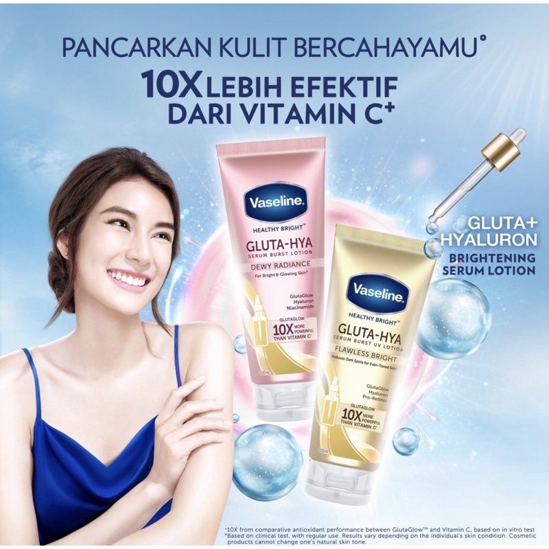 Vaseline Gluta Hya Serum Burst Lotion 200ml - 100% Original Unilever - Dewy Radiance - Flawless Brig