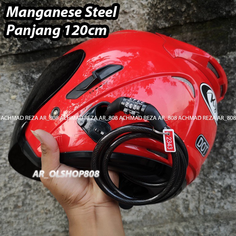 Kunci Gembok Sepeda Spiral Kode Gembok HELM KYT PENGAMAN HELM SEPEDA MOTOR KUNCI GEMBOK - Rantai Hel