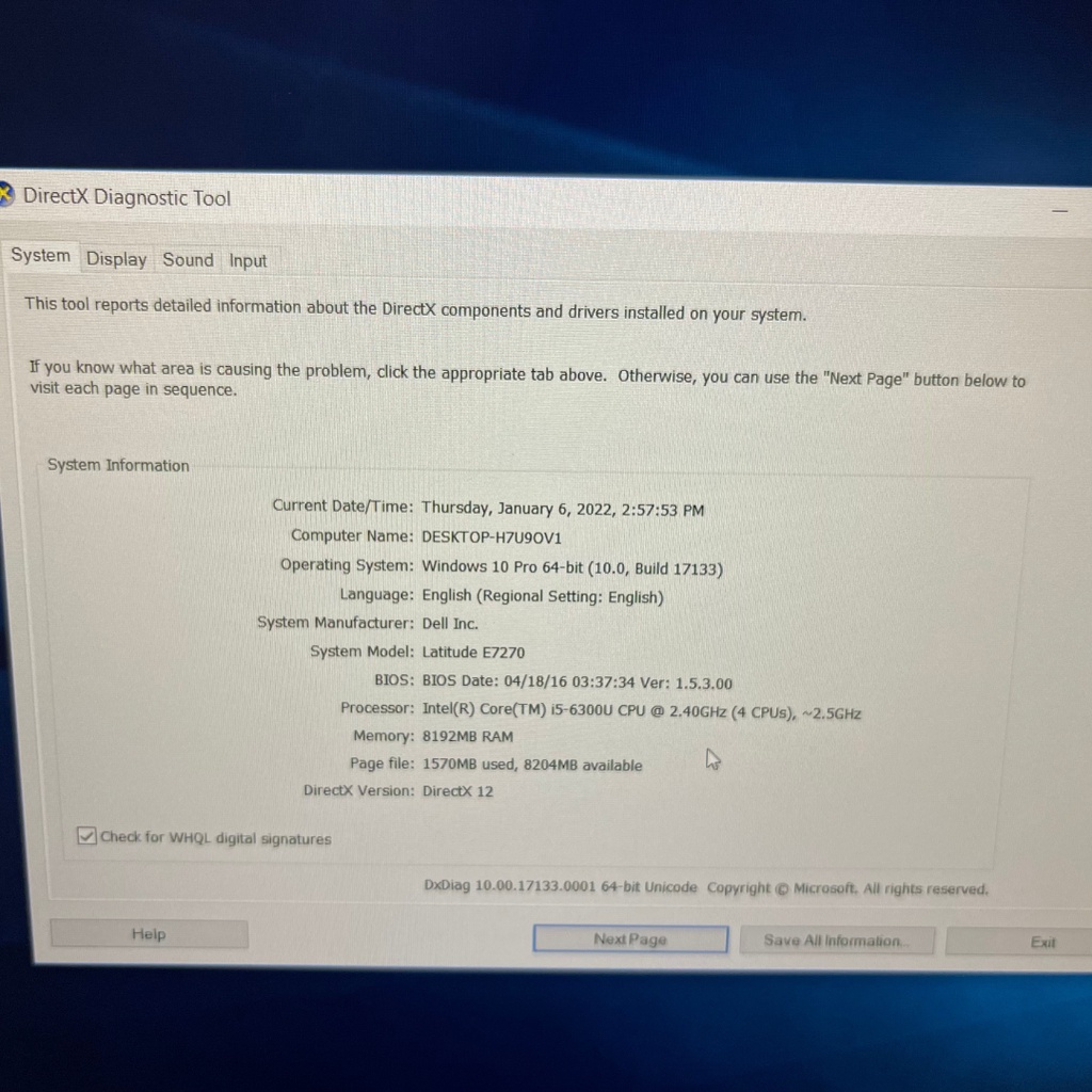 Dell Latitude E 7270 C15 63000 2.40GHz Ram 8 GB Ssd 256 GB