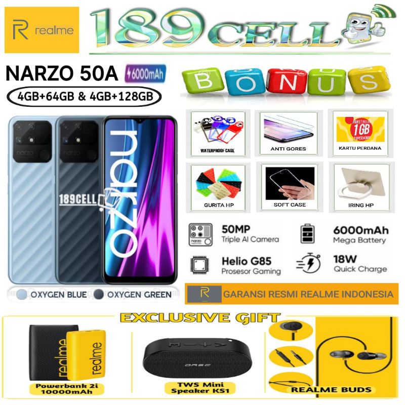 REALME NARZO 50A RAM 4/128 &amp; 4/64 | Narzo50i Prime 3/32 GARANSI RESMI REALME