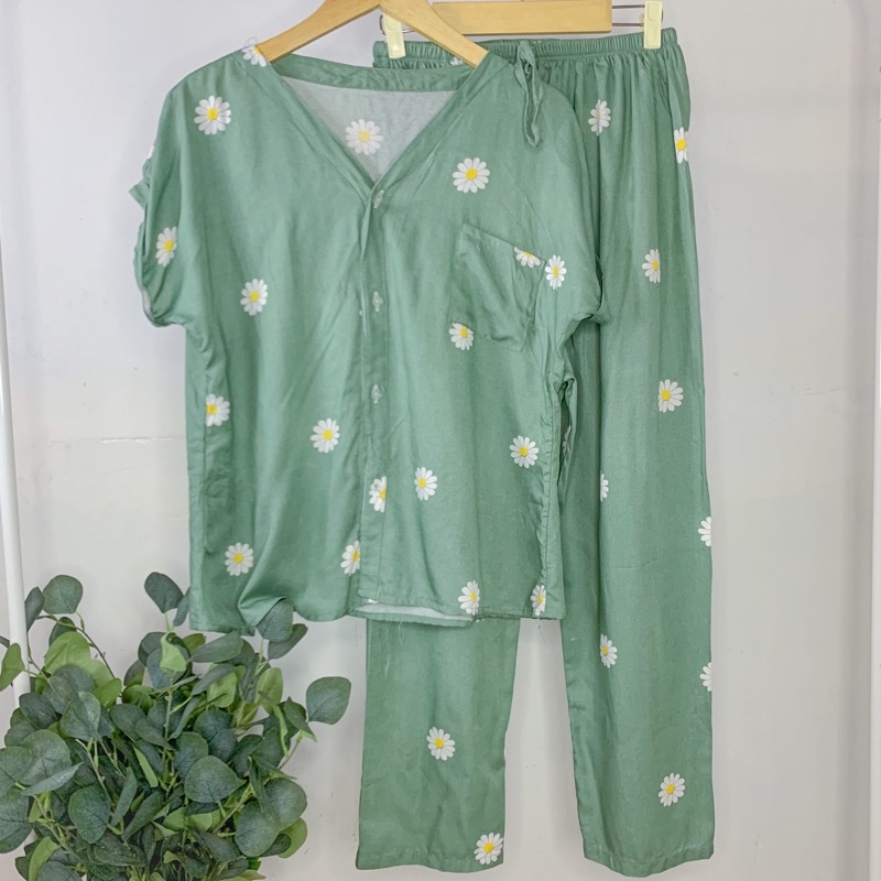 PIYAMA VNECK / PIYAMA KANCING HITS PIYAMA KANCING BUSUI / PIYAMA RAYON / HOMEWEAR-NC 24