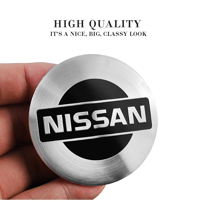 4pcs Stiker Cover Hub Tengah Roda Mobil Bahan Aluminum 56mm Untuk Nissan Almera Navara S-Hybrid X-Trail Leaf