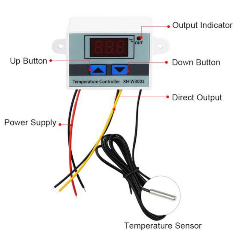 Termostat W3001 Digital AC 220V Thermostat XH-W3001 Alat Pengatur Suhu Panas Dingin