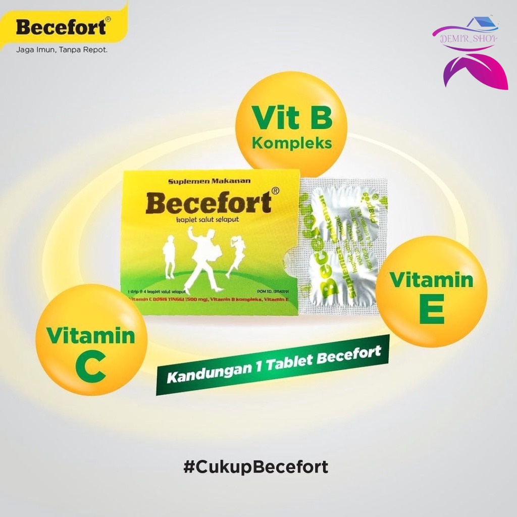 Becefort Strip 4 Tablet Vitamin C 500mg + Vitamin B dan Vitamin E