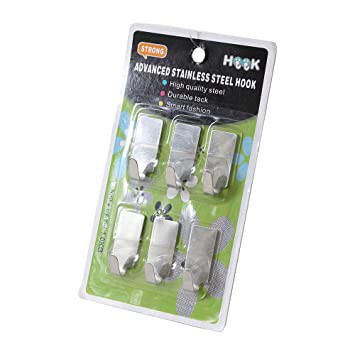 Gantungan Hook Stainless Steel Isi 6 Tempel Dinding - Advanced Stainless Wall Hook Serbaguna