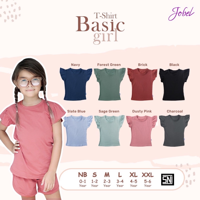 Kazel Tshirt Basic - Girl Edition Rumbai 1-6 Tahun CBKS SO