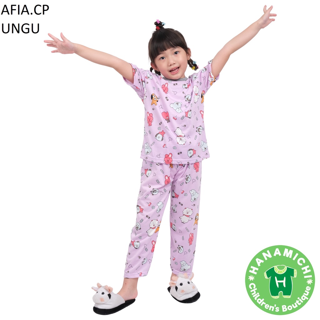 Hanamichi AFIA.CP Setelan Baju Tidur Anak Lengan Pendek Motif Print