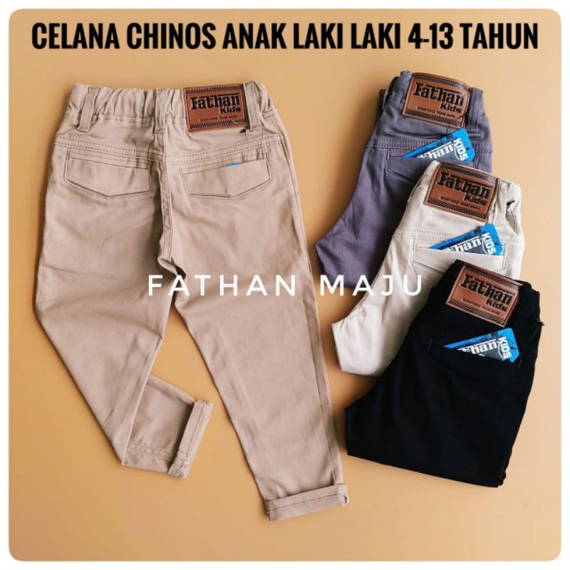 Celana Chinos Anak laki laki 4-12 Tahun Bahan Katun Kampas Model Chino