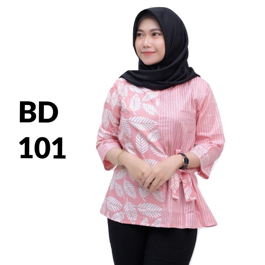  BAJU  BATIK  ATASAN  KEMEJA CEWEK KANTOR BD 101 Shopee  