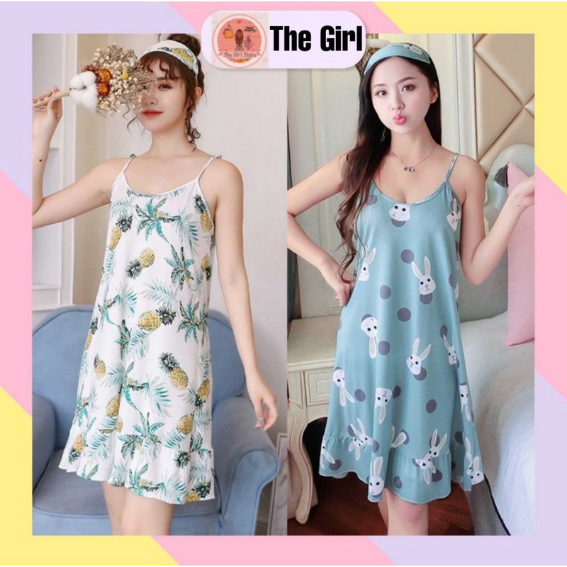 BAJU TIDUR ALA KOREA DASTER IMPORT MOTIF LUCU ADA PENUTUP MATA