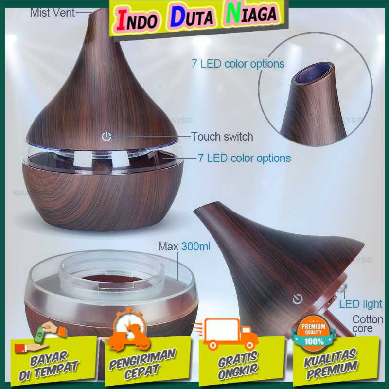 Taffware Alat Penghasil Uap Aroma Therapi Air Humidifier Ultrasonic Wood Grain 300ml Stroong Aroma