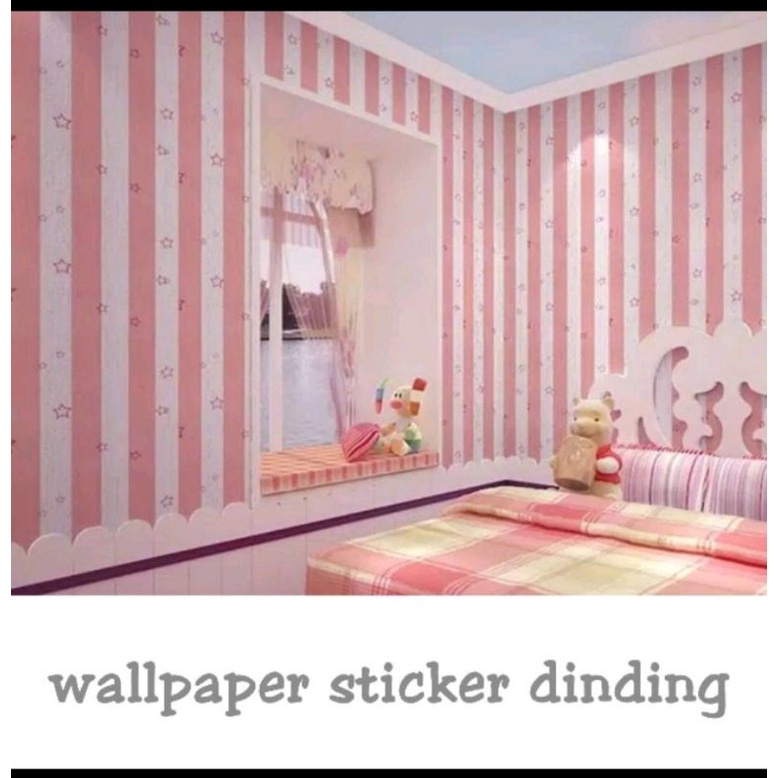 Wallpaper motif salur pink bintang