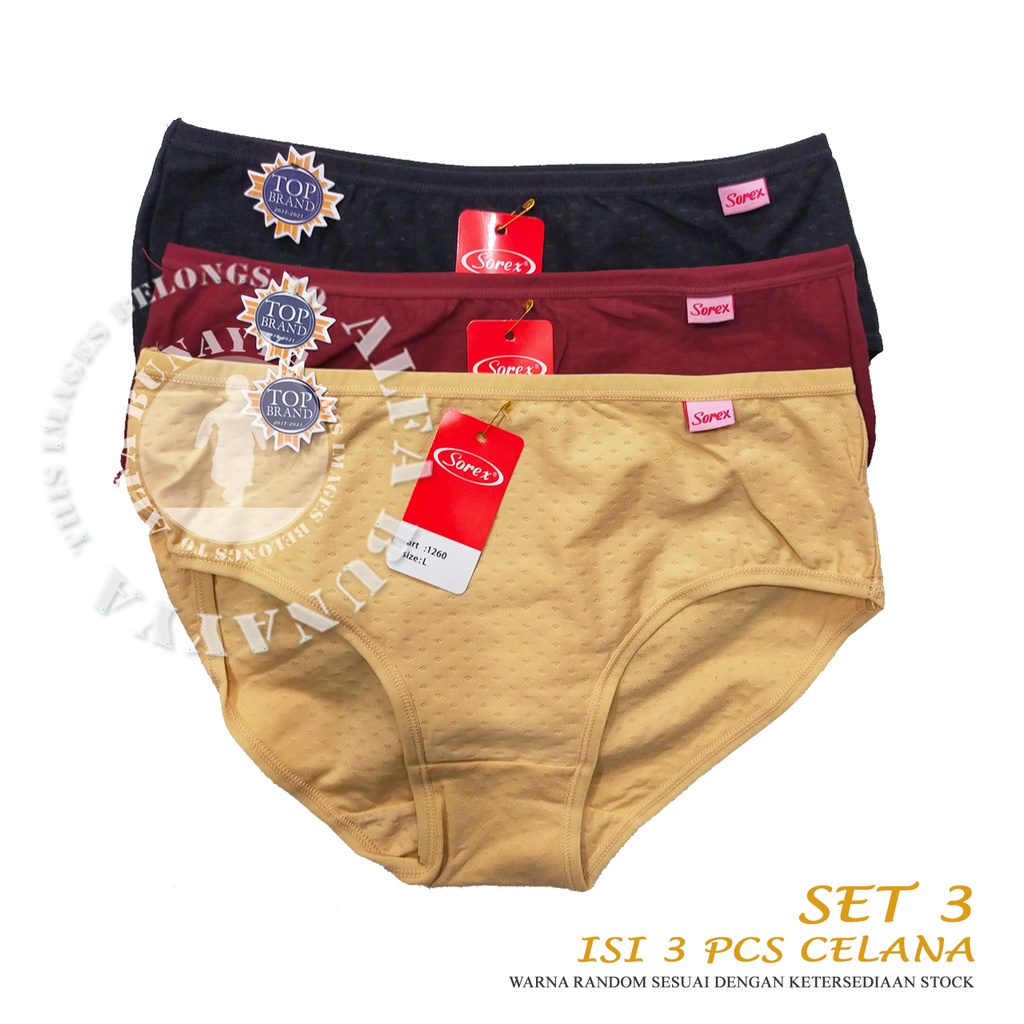 3 Pcs Celana Dalam Wanita SOREX 1260 - CD Underwear - Comfort Chic - Pakaian Dalam Wanita Katun Cotton