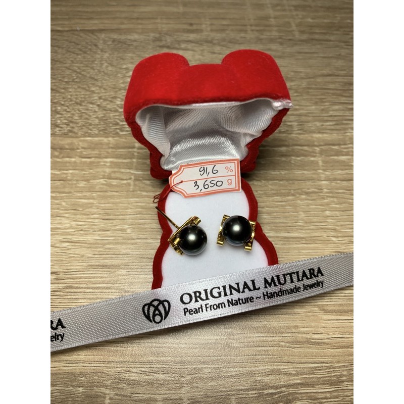 Giwang Emas Mutiara Air Laut Hitam AGMLS-2