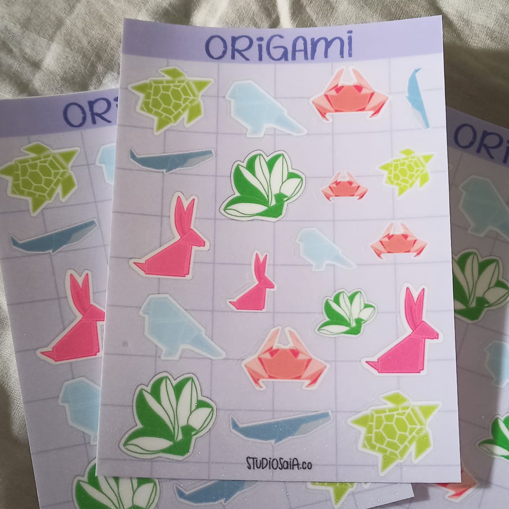 

Stiker Origami Sticker Sparkle Sticker Sheets Sticker Deco Kiss Cut Stiker Lucu Stiker Murah Bujo