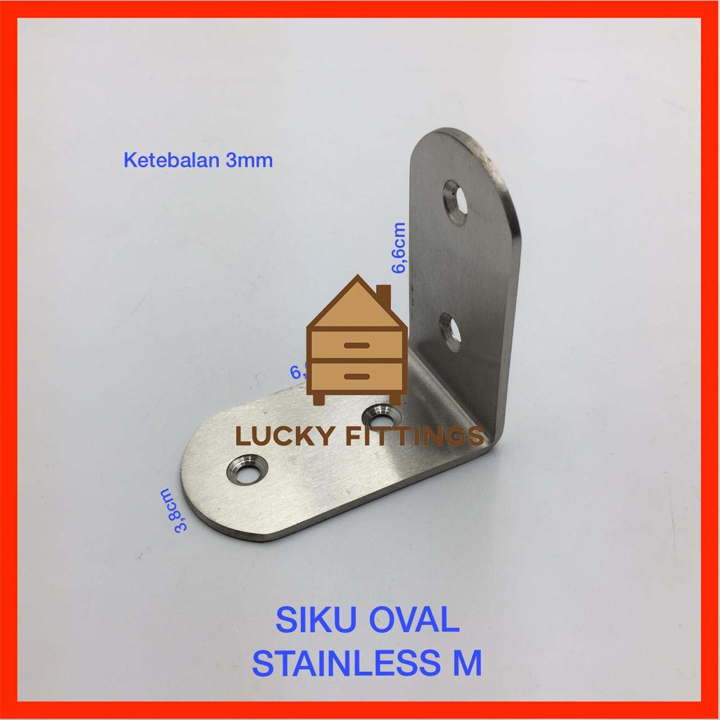 Siku Oval STAINLESS M Lebar / Plat Penyangga Ambalan Rak Lemari Bracket