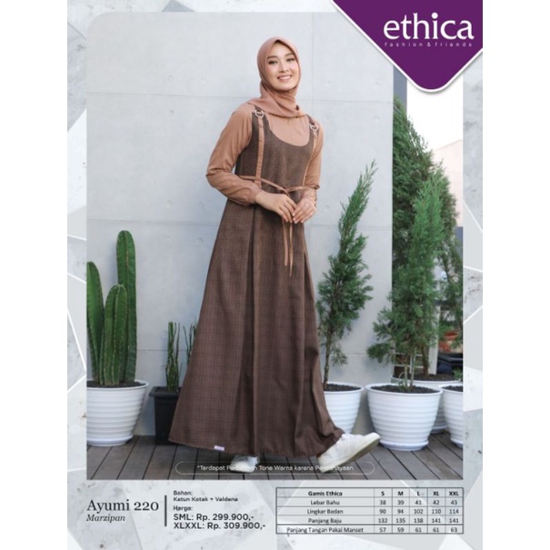 Gamis Ayumi 220 Marzipan, Pearl Blue, Stone Wash, Cappucino, Jungle Green, Rose Taupe Ethica Berkual
