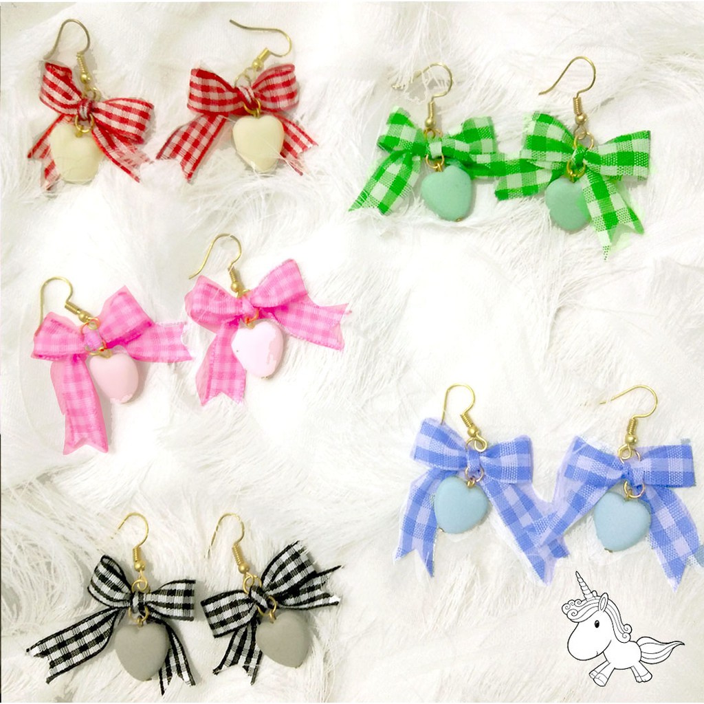 ANTING HOOKS WANITA KEKINIAN STYLE KOREA MODEL PITA WARNA WARNI KOMBINASI LOVE 194