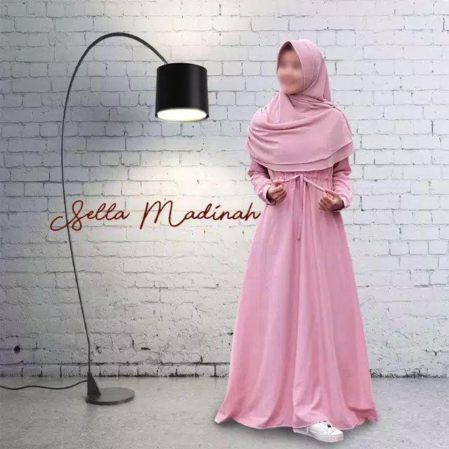 Gamis Polos Serut Sella Madinah mat. Katun Madinah Ori by SAE