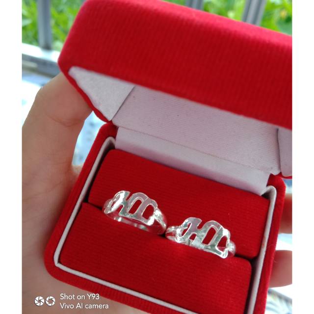 Cincin couple inisial perak murni