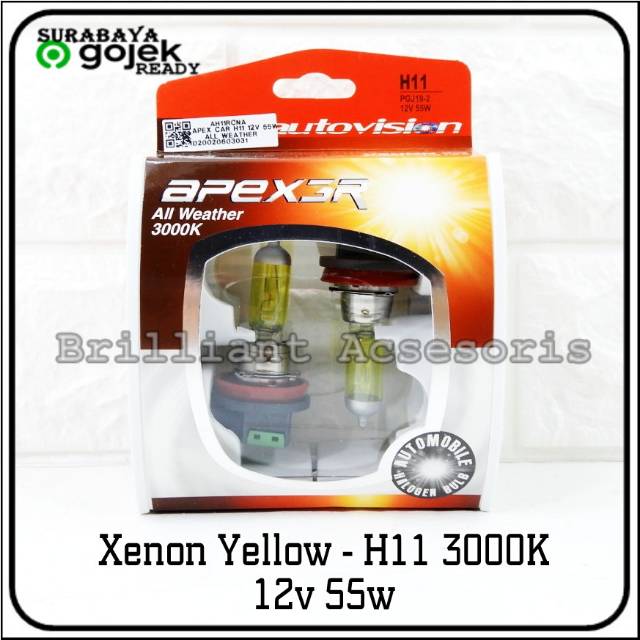 Lampu Halogen Xenon Yellow 3000K - H1 H3 H7 H11 Hb3 Hb4