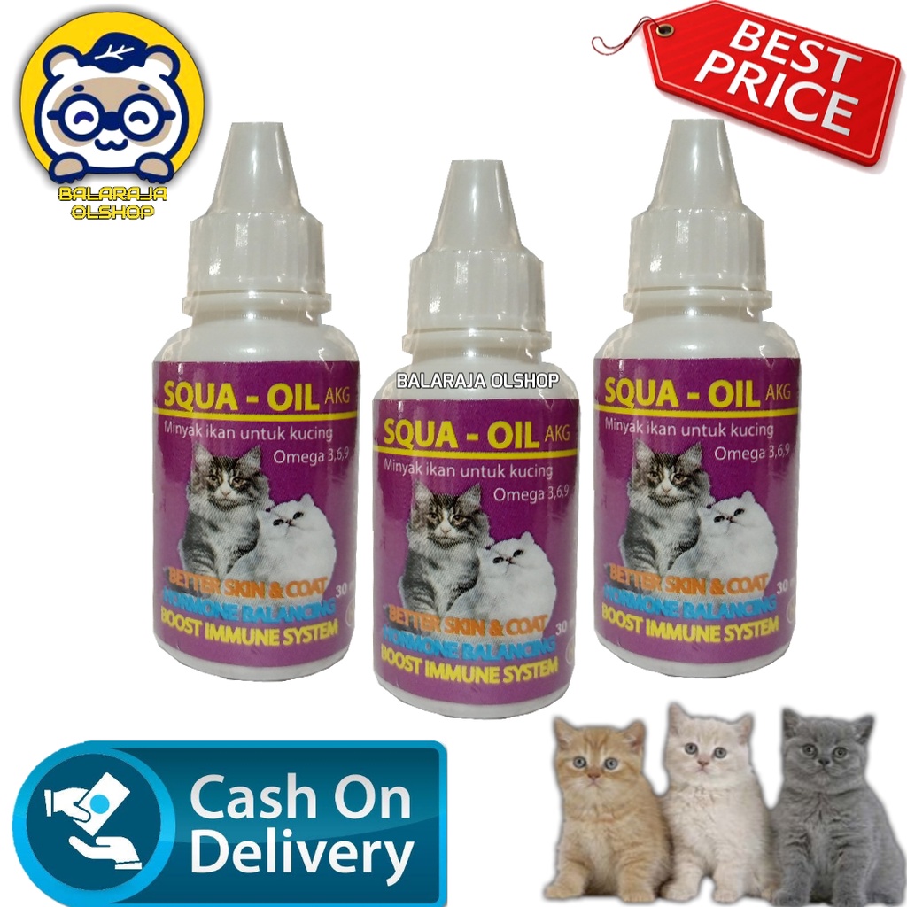 VITAMIN KUCING KITTEN PENAMBAH NAFSU MAKAN DAN PENUMBUH BULU MINYAK IKAN SQUA OIL