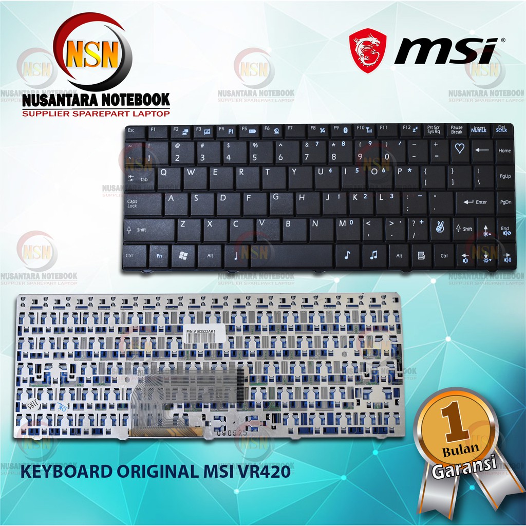 Keyboard Laptop Original MSI VR420 VR430 VR440 Black