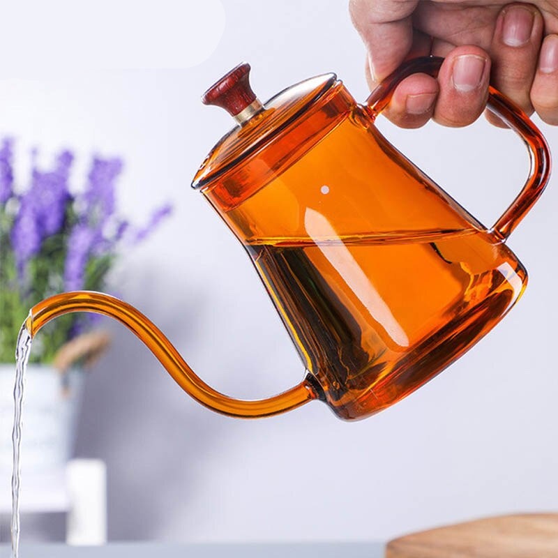 Teko Pitcher Teh Gooseneck Chinese Teapot Glass 350ml - BRO-045