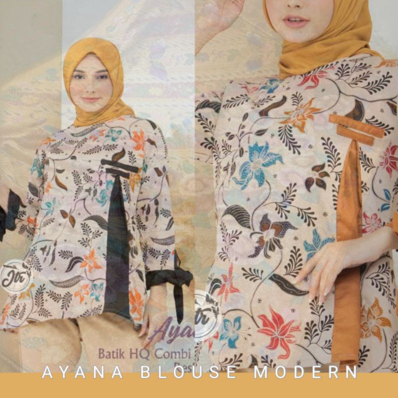 ATASAN BAJU BATIK WANITA MODEL BLOUSE AYANA MODERN SIZE M L XL