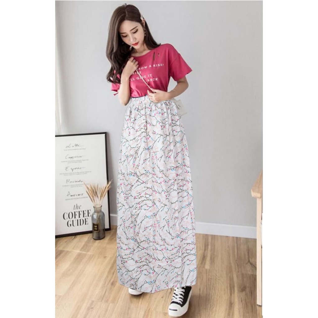 IZANY Rok Wolfis Panjang Banyak Motif-SAKURA TREE WHITE