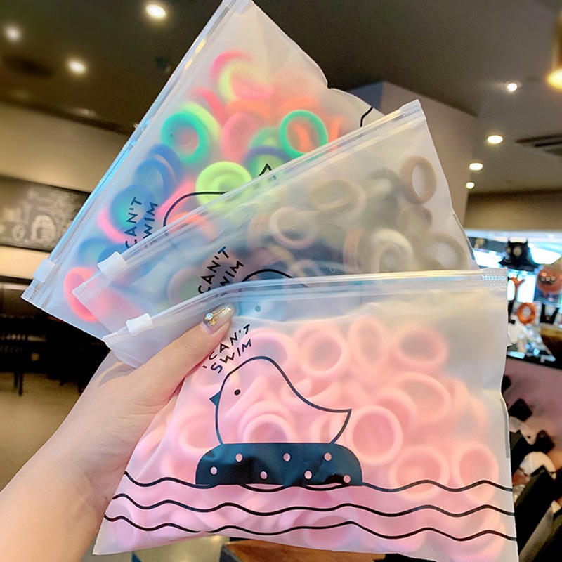 100pcs/kantong Karet Rambut Elastis Bahan Nilon Warna-Warni Untuk Bayi/Anak Perempuan
