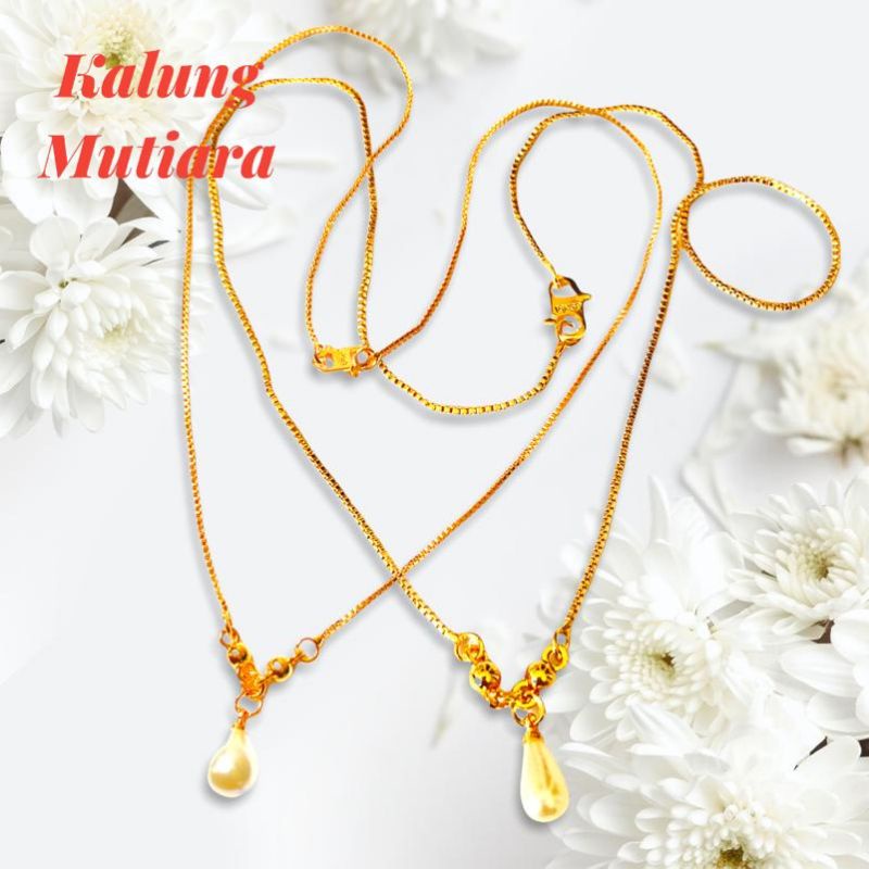 kalung mutiara //perhiasan lapis emas//mutiara//kalung