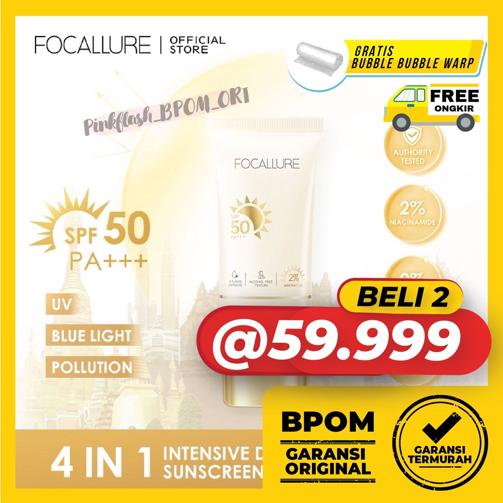 FOCALLURE Sunscreen SPF 50 PA+++ Sunscreen Focallure Sunblock Focallure Sunscreen Gel UVA UVB Blue Light Sun Protector Sunscreen Gel SPF 50 PA+++ Azarine Sunscreen Azarine Sun Screen Azarine Sunblock