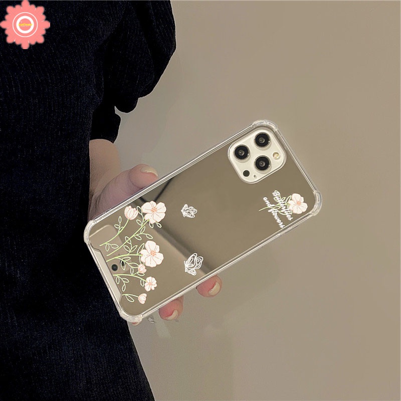 Soft Case Tpu Motif Bunga Dengan Cermin Untuk IPhone 7 8 Plus 13 12 11 Pro MAX XR X XS MAX SE 2020