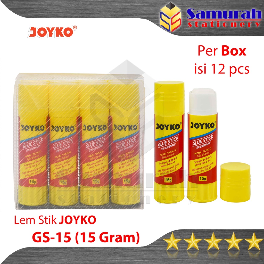 

Glue Stick GS-15 Joyko Pendek 1 box isi 12 pcs / Lem Kertas Putar GS 15 Gram / Lem Stik Batang 15 Gr Kecil