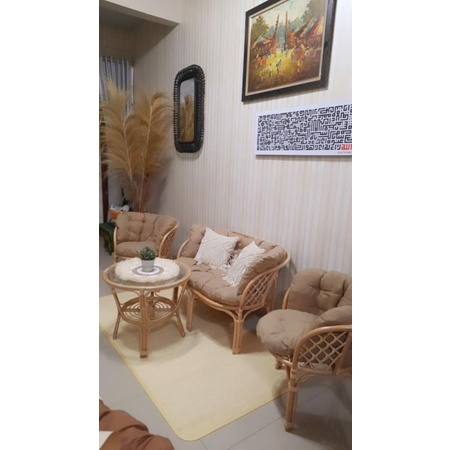 KURSI ROTAN BAHAMA 1 SET/KURSI ROTAN KEKINIAN/ROTAN ASLI