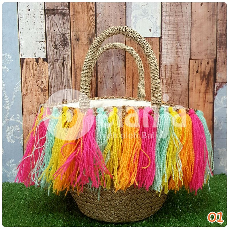 Tas Kepang Tali Rumbai / tas piknik tas anyaman prawedding tas taman