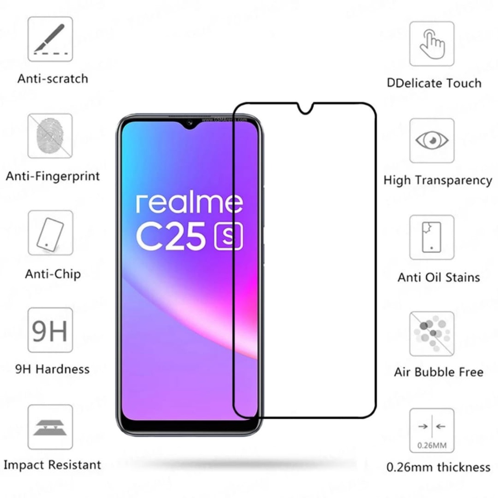 PROMO Tempered Glass REALME C25 | Realme C25s Full Layar Screen Guard Protector Antigores Kaca