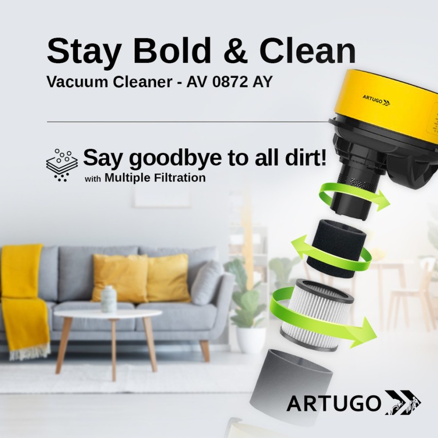 Wet And Dry Vacuum Cleaner Artugo AV 0872 AY / Artugo AV0872AY