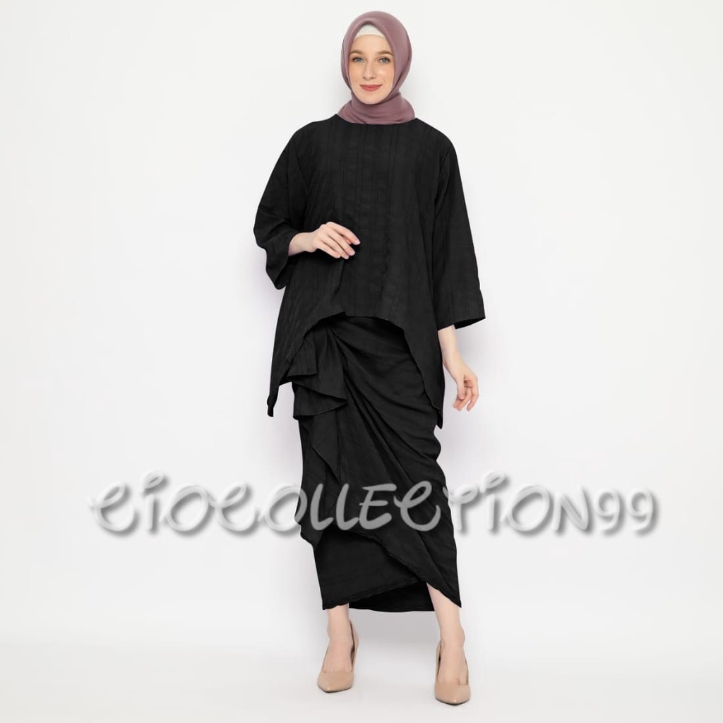 New Model Stelan Rok Wanita Kekinian One Set Polos Daily Set Size Ld 120 Set Wanita Basic Daily