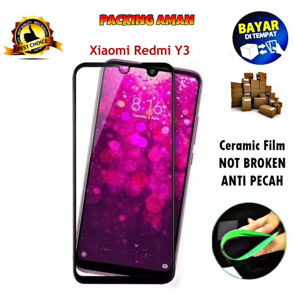 Tempered Glass Xiaomi Redmi Y3 FULL COVER FULL SCREEN Ceramic Film Anti Gores