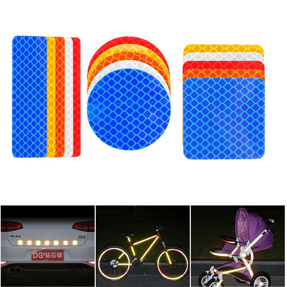 Top 1/4Pcs Strip Reflektif Mobil Stiker Bumper Pintu Kotak/Biru/Orange/Putih/Kuning Baru