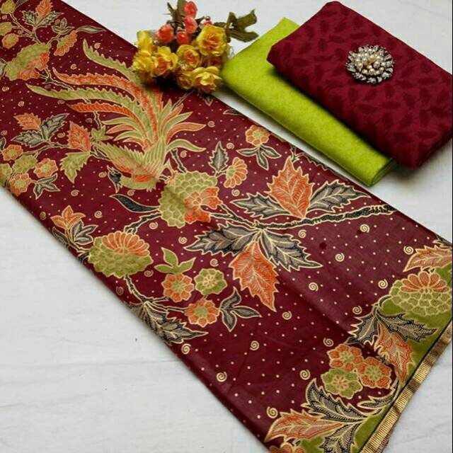 Kain batik merak marun