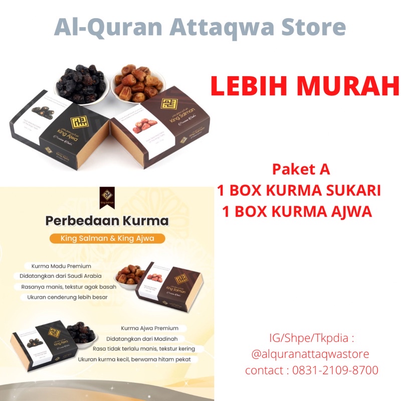 

PAKET HEMAT KURMA AJWA + SUKARI KING SALMAN PREMIUM QUALITY