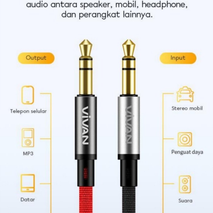 NA - Kabel Aux 100cm Bahan Nylon Vivan - Audio Cable AUX1