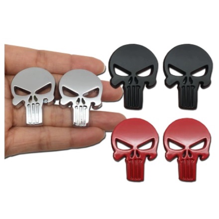 Emblem metal punisher tengkorak Merah 010