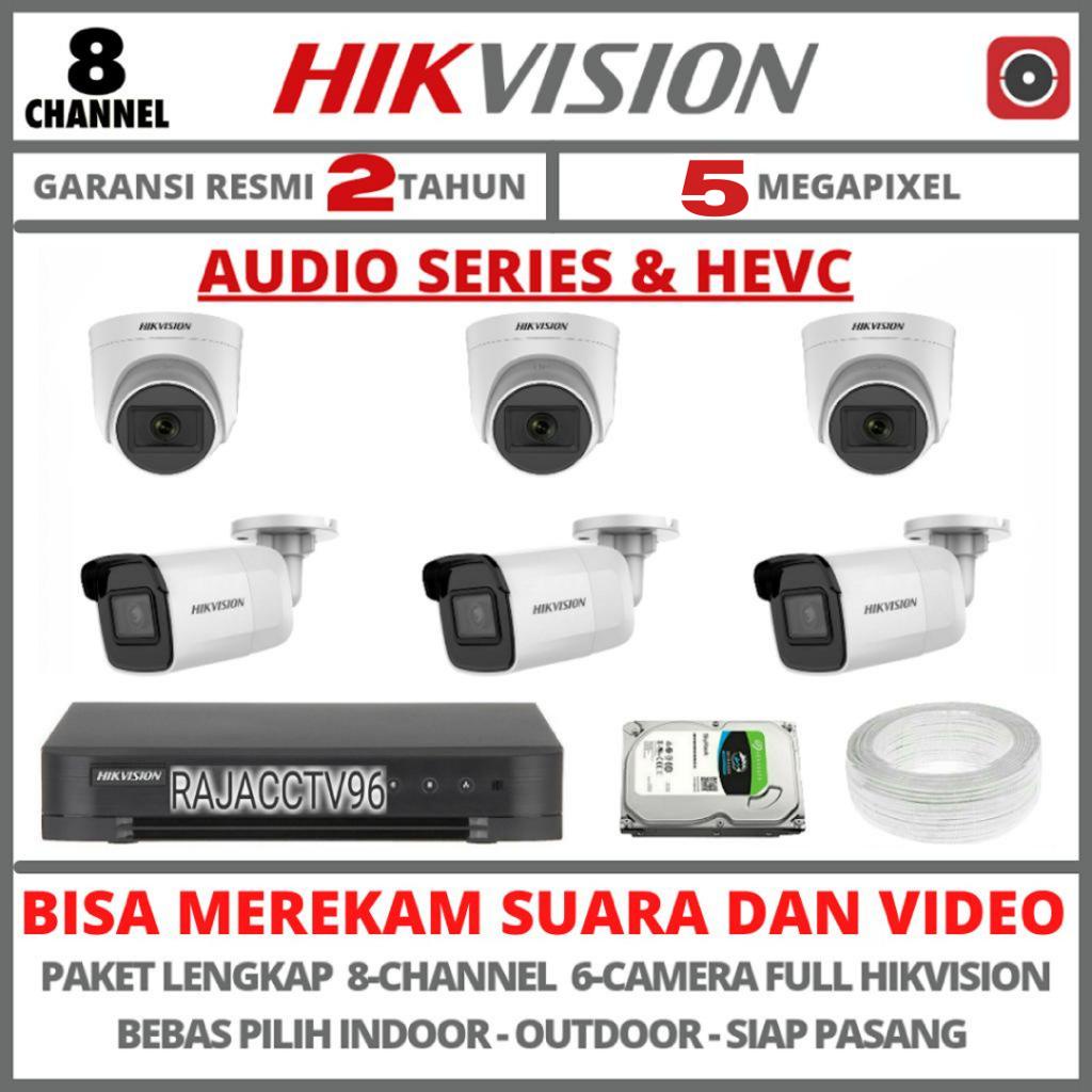 PAKET CCTV HIKVISION 5MP 8 CHANNEL 6 CAMERA TURBO HD KAMERA CCTV