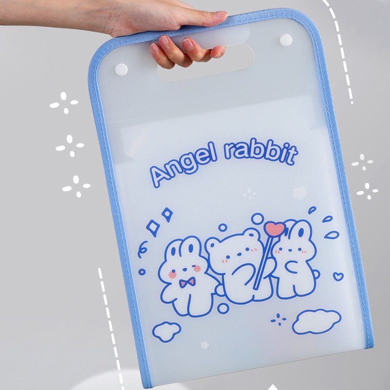 Tas Penyimpanan File Folder Kertas 13 Slot Motif Kartun Vertikal Tahan Air Kapasitas Besar