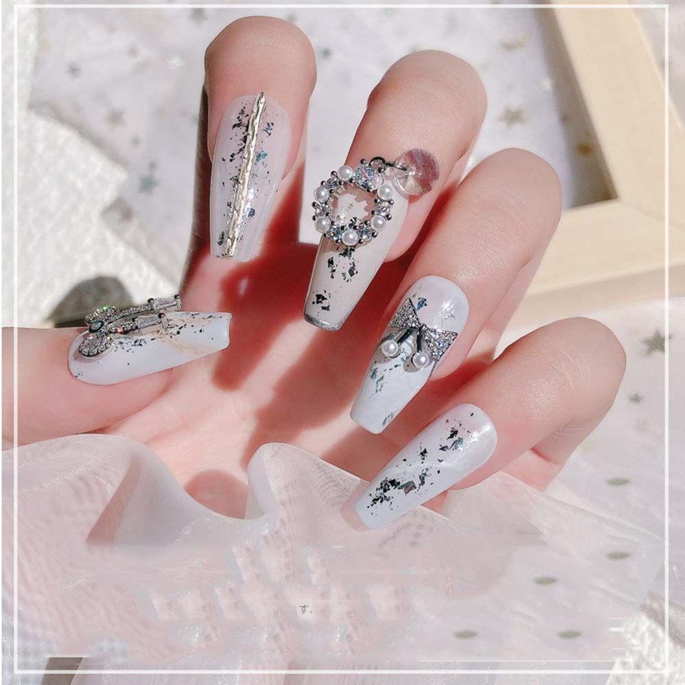 AUGUSTINA Agustin 3D Dekorasi Nail Art Flash Gadis Cinta Liontin Kupu-Kupu Ikatan Simpul Jepang DIY Perhiasan Kuku